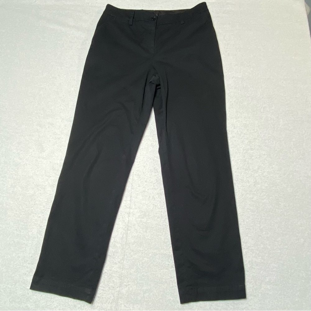 TALBOTS Perfect Chino Dress Pants Curvy Women 10 Black Mid Rise Business Slacks
